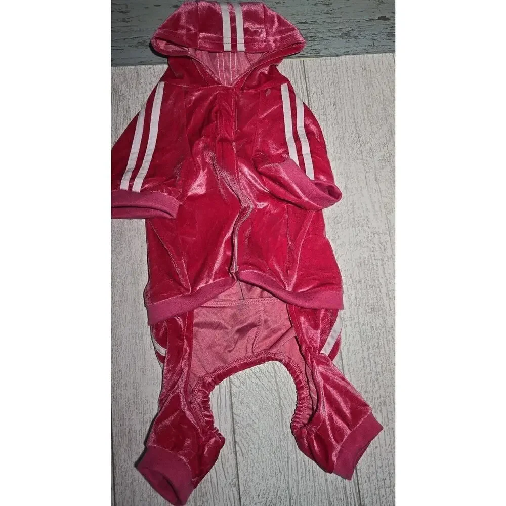 DIVA FanDog Size MED Dog Track Suit Hot Pink Velour NWT Retro Striped Style NEW